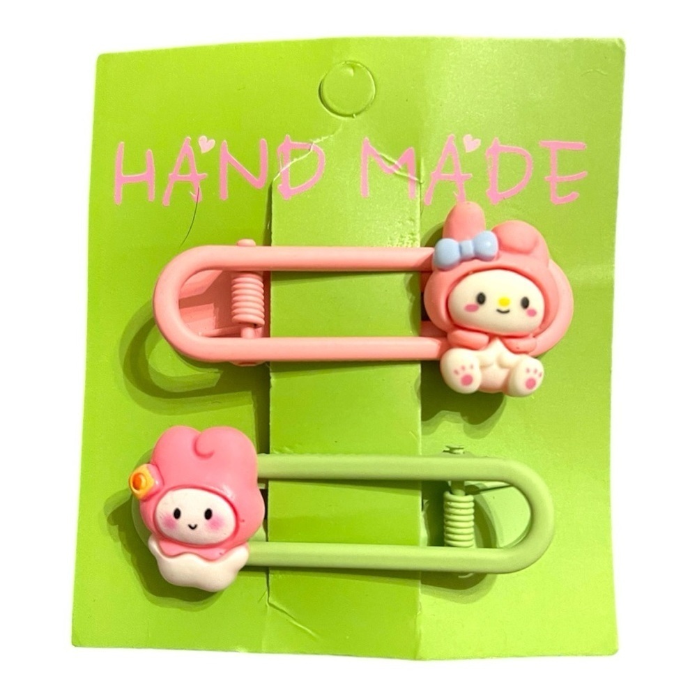 Handmade My Melody-Inspired Hair Clips (2-Pack)